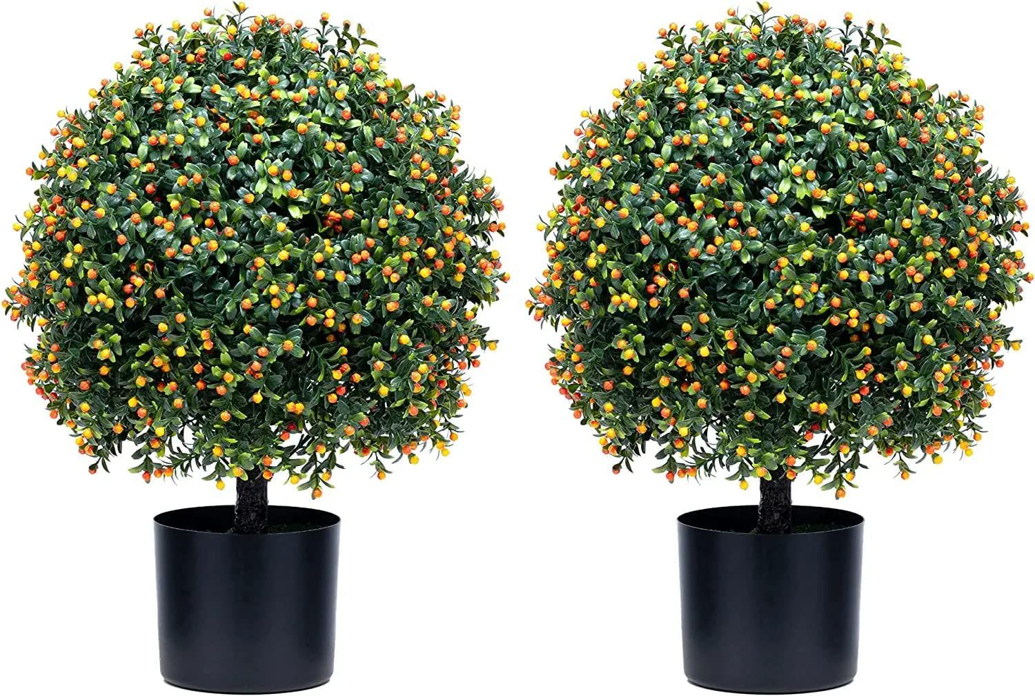 Two 24''T Artificial Boxwood Topiary Ball UV Resistant Artificial Boxwood Plants for Indoor Outdo... | Amazon (US)