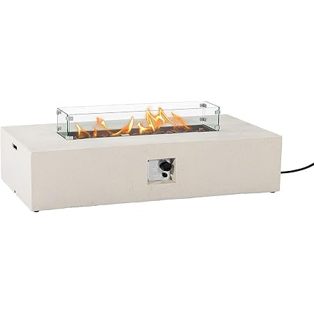 COSIEST 56-inch x 28-inch Rectangle Outdoor Propane Fire Pit Table Sandstone Compact Concrete-Lik... | Amazon (US)