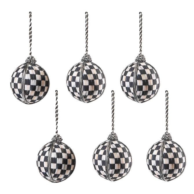 Courtly Check Medium Ball Ornaments, Set of 6 | MacKenzie-Childs