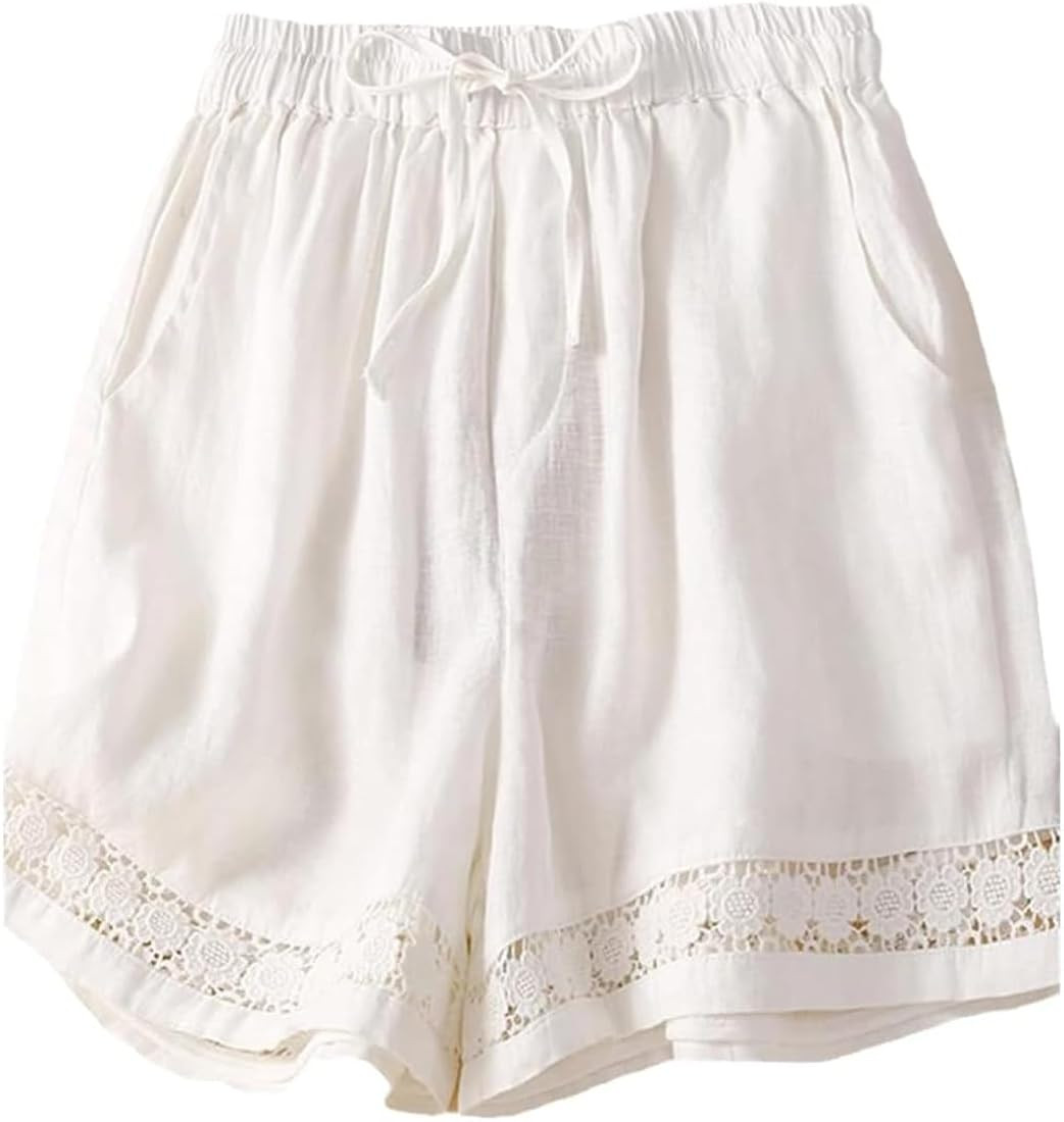 Women's Casual Loose Shorts High Waist Hollow Lace Shorts | Amazon (US)