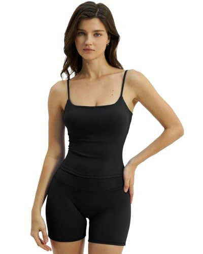 Amazon.com: QINSEN Workout Sets for Women 2 Piece Padded Sports Tank Top High Waist Tummy Control... | Amazon (US)