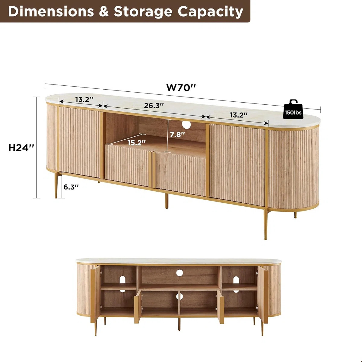 Rosevell 70" W TV Stand for TVs up to 78" | Wayfair North America
