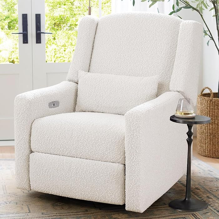 Power Recliner Chair Swivel Glider, Large Rocker Recliner w/USB Charging Port, Boucle Upholstered... | Amazon (US)