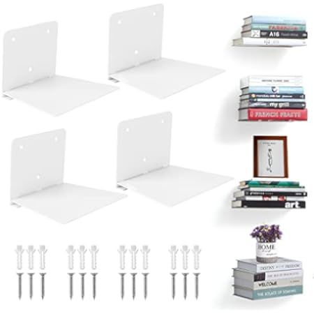 STORAGE MANIAC Invisible Floating Bookshelves, Heavy-Duty Book Organizers, White 3-Pack Extra Large | Amazon (US)