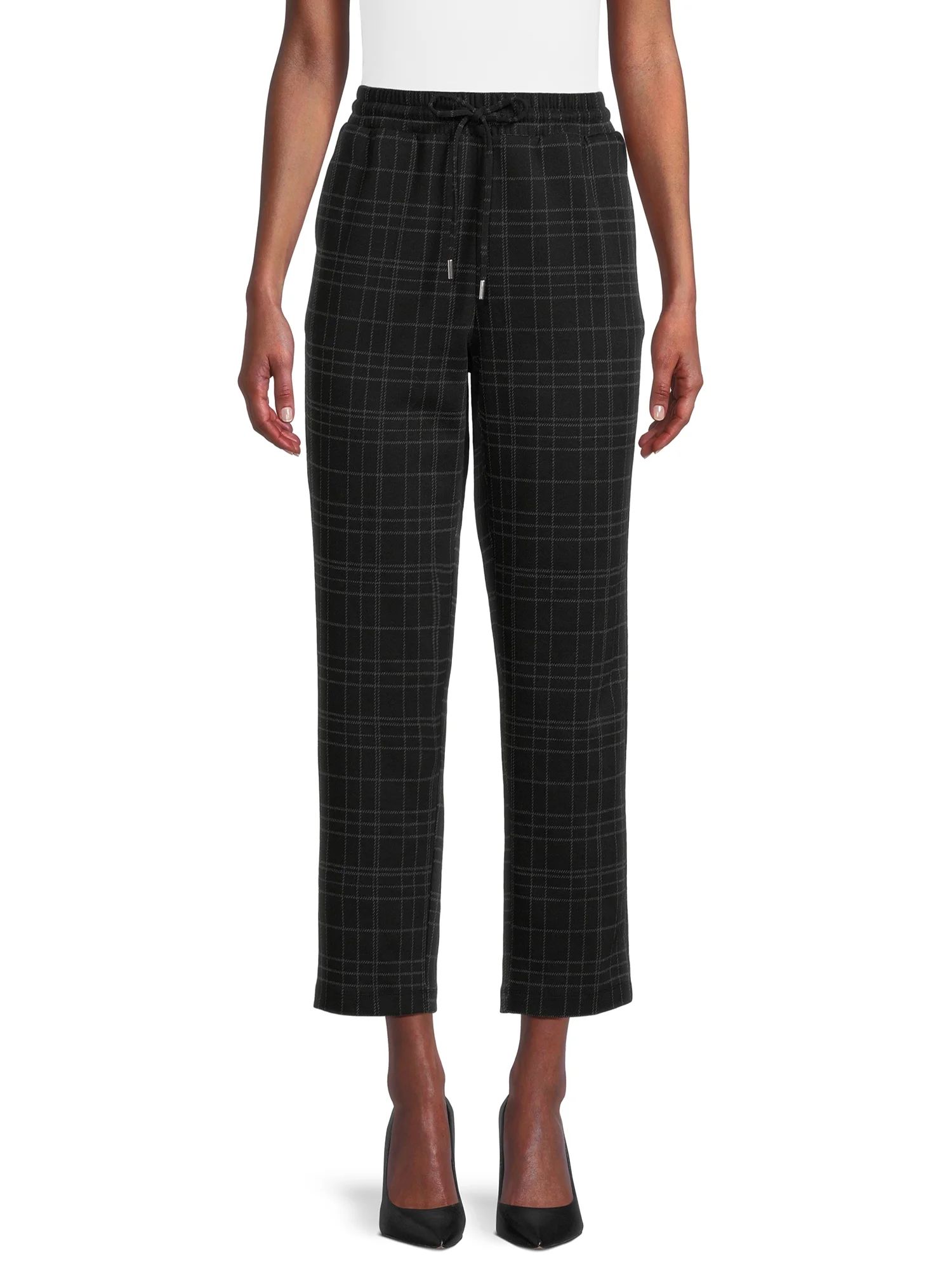 Time and Tru Women's Pull-On Plaid Pants, 28", Sizes XS-XXL | Walmart (US)