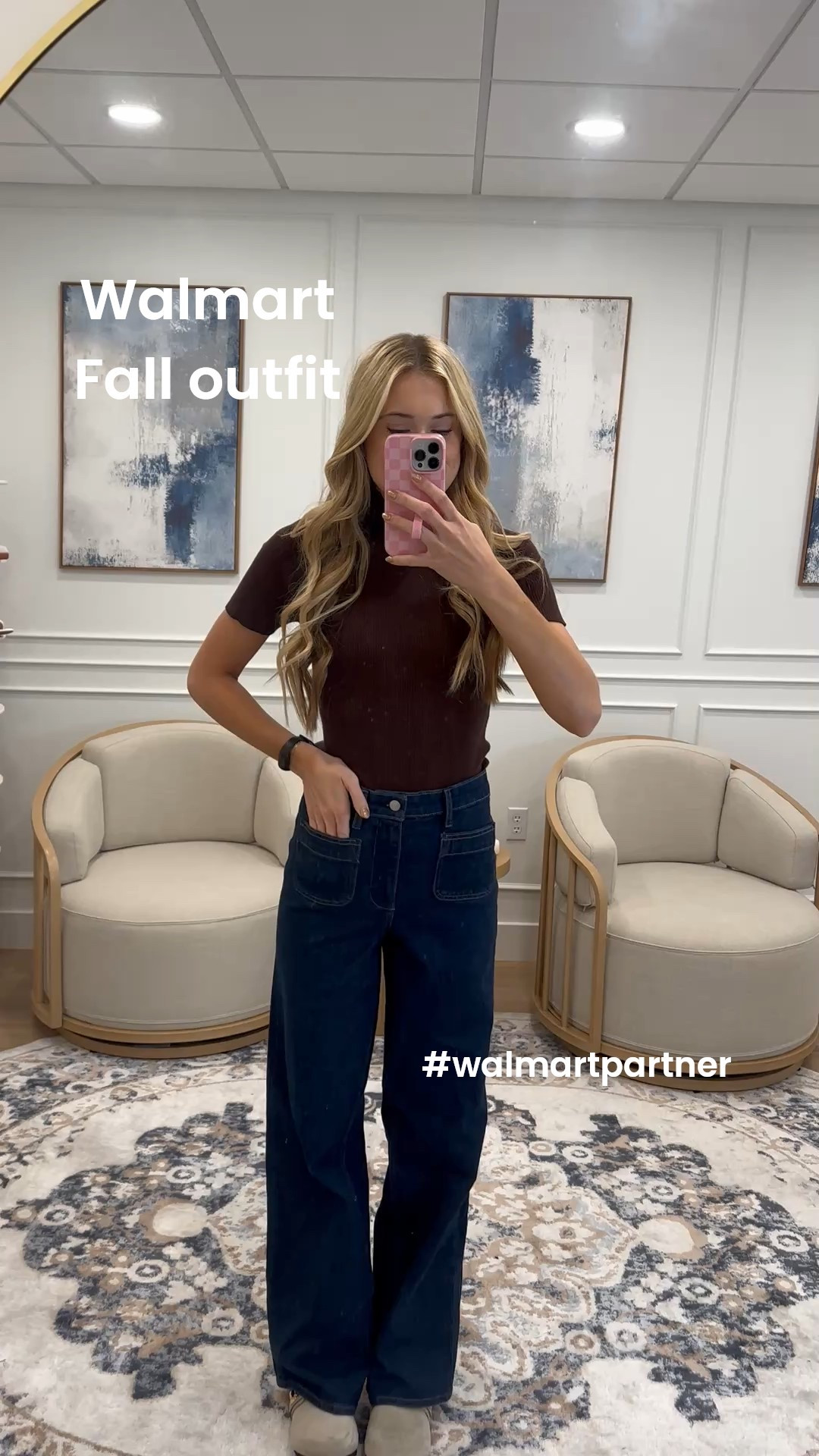 #walmartpartner #walmartfashion @walmartfashion cute fall oufit. Fall basics you need. Size small in the brown ribbed top. Size down one in the straight jeans  

#LTKSeasonal #LTKFindsUnder50 #LTKStyleTip