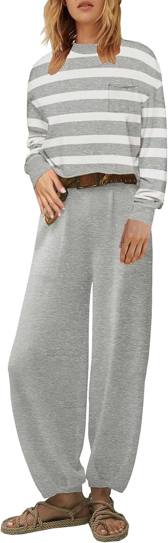 ETCYY NEW Women's Two Piece Outfits Long Sleeve Crewneck Pullover Tops with Jogger Pants Sweatsui... | Amazon (US)