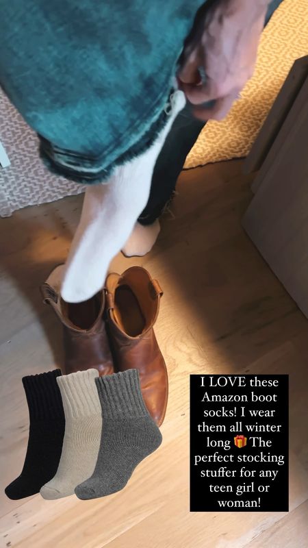 These Amazon boot socks are the comfiest I own! Perfect all winter long 🌲 A great stocking stuffers too! #stockings #boots #socks 

#LTKSeasonal #LTKshoecrush #LTKHoliday