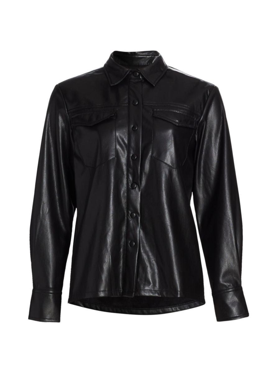 GOOD AMERICAN Faux Leather Utility Shirt | Saks Fifth Avenue