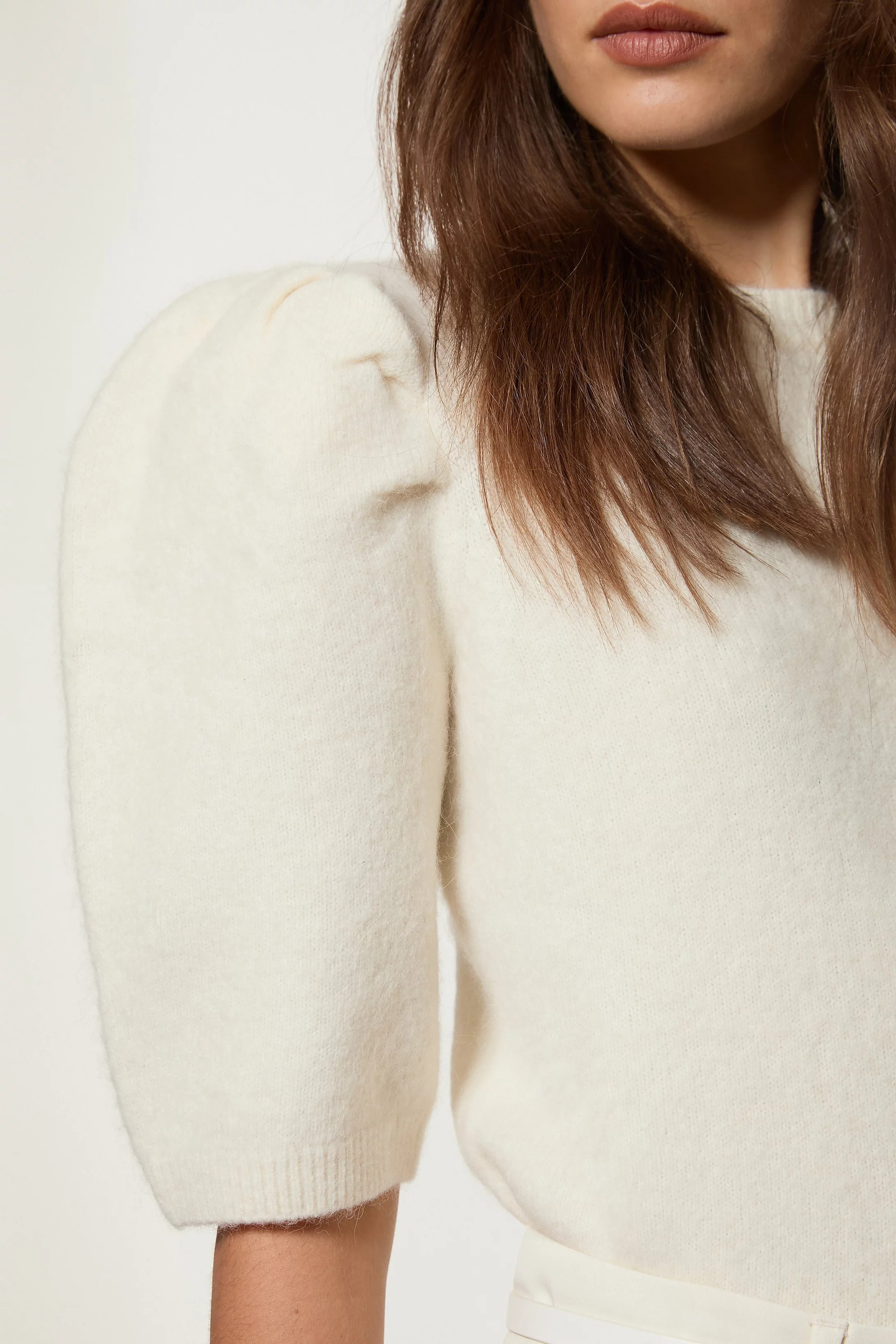Alpaca Wool Fluffy Knit Crew Neck Top | Karen Millen | Karen Millen UK + IE + DE + NL