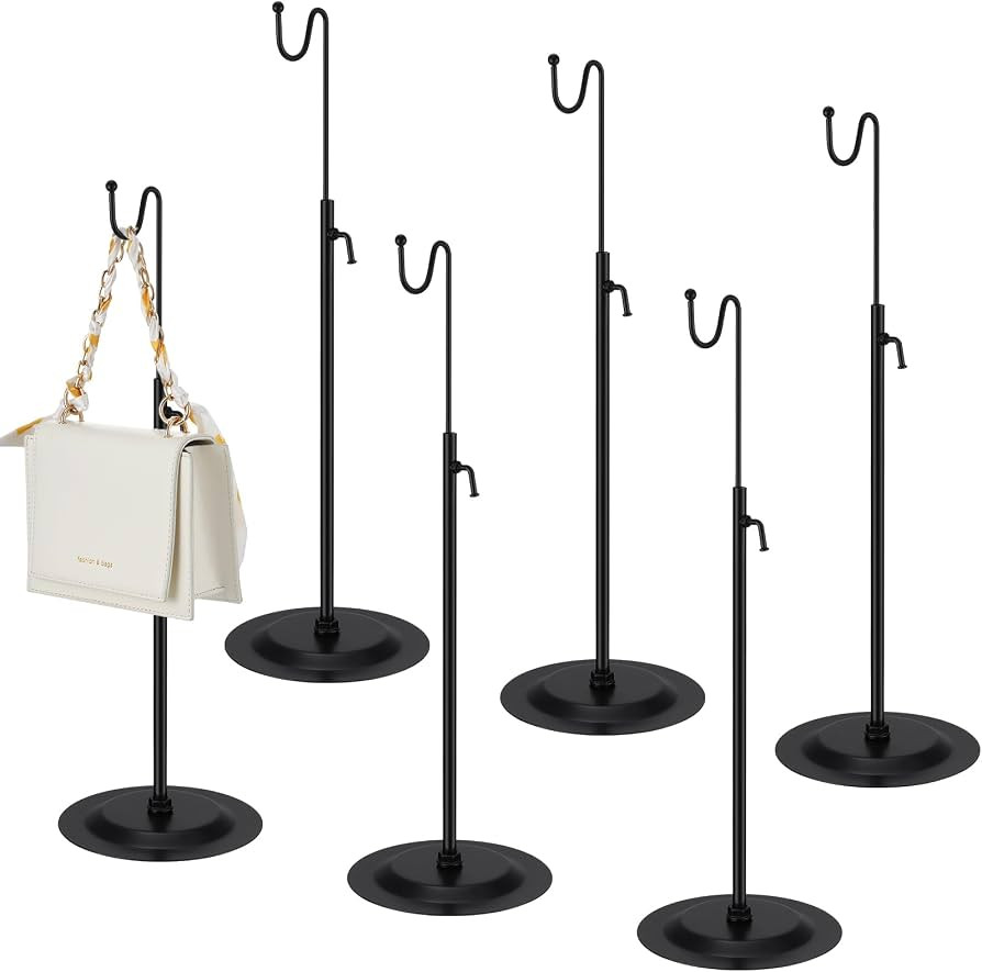 Therwen 6 Pcs Bag Purse Display Stand, Adjustable Height, Black | Amazon (US)
