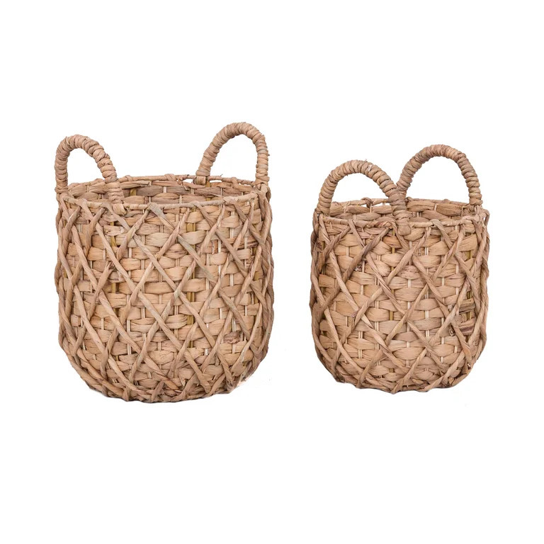 Better Homes & Gardens 9" & 11" Natural Water Hyacinth Basket Planter Set of 2 | Walmart (US)
