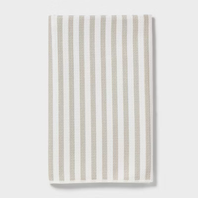1pc Quick Dry Striped Waffle Hand Towel Tan - Room Essentials™ | Target