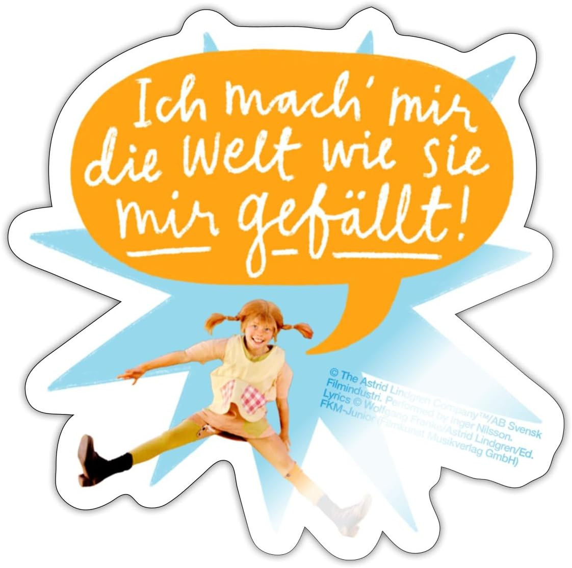 Spreadshirt Pippi Langstrumpf Springende Pippi Mit Sprechblase Sticker Aufkleber, 10 x 10 cm, Wei... | Amazon (DE)