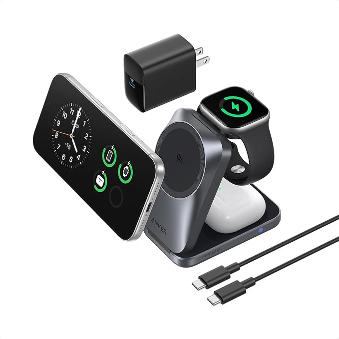 Anker Prime 3-in-1 Wireless Charging Station, MagSafe Charger Stand Compatible, Qi2 25W Certified... | Amazon (US)