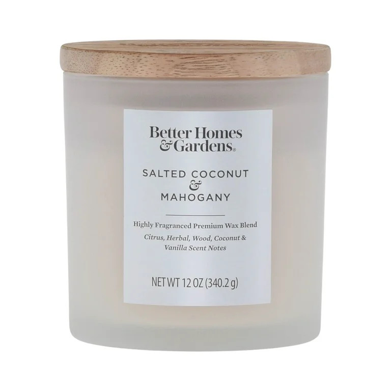 Better Homes & Gardens Salted Coconut & Mahogany Scented 2-Wick Jar Candle 12oz Frosted | Walmart (US)