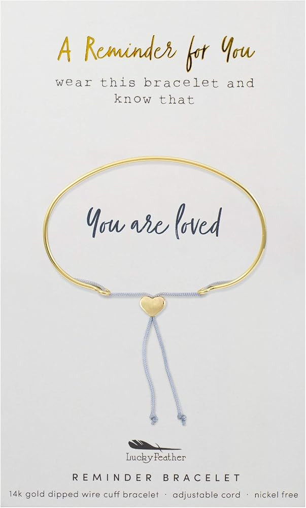 Lucky Feather Reminder 14k gold dipped adjustable Cuff Mantra Bracelet | Amazon (US)