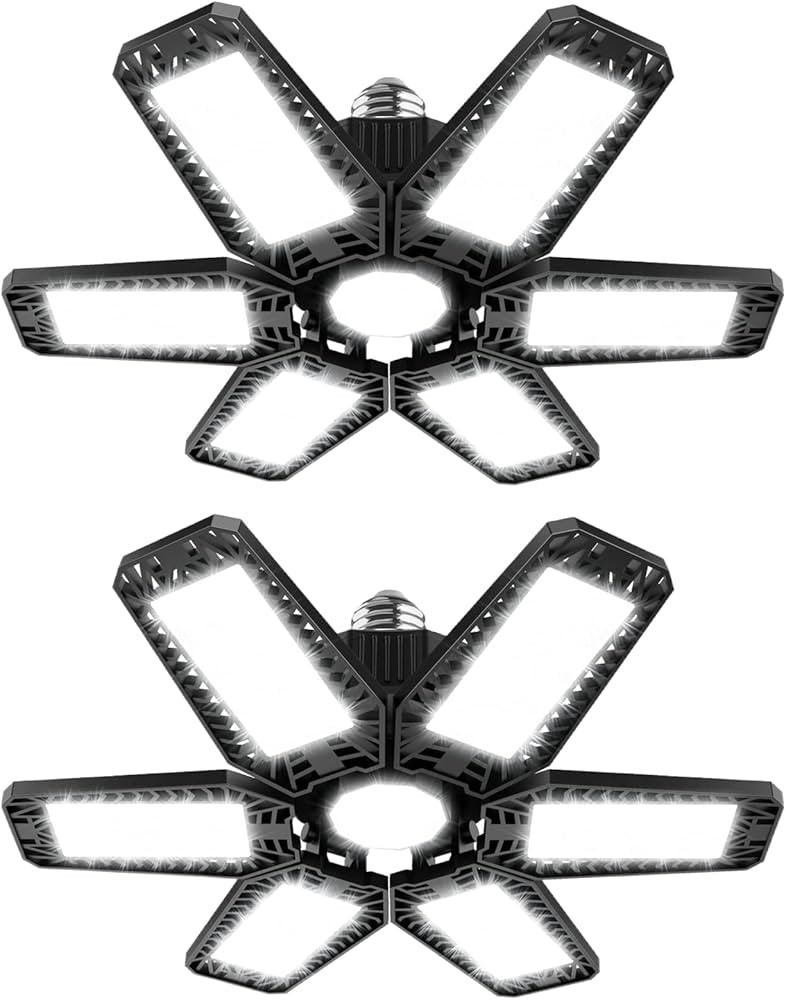 2 Pack LED Garage Light, 185W Deformable LED Garage Ceiling Lights with 6+1 Adjustable Panels 185... | Amazon (US)
