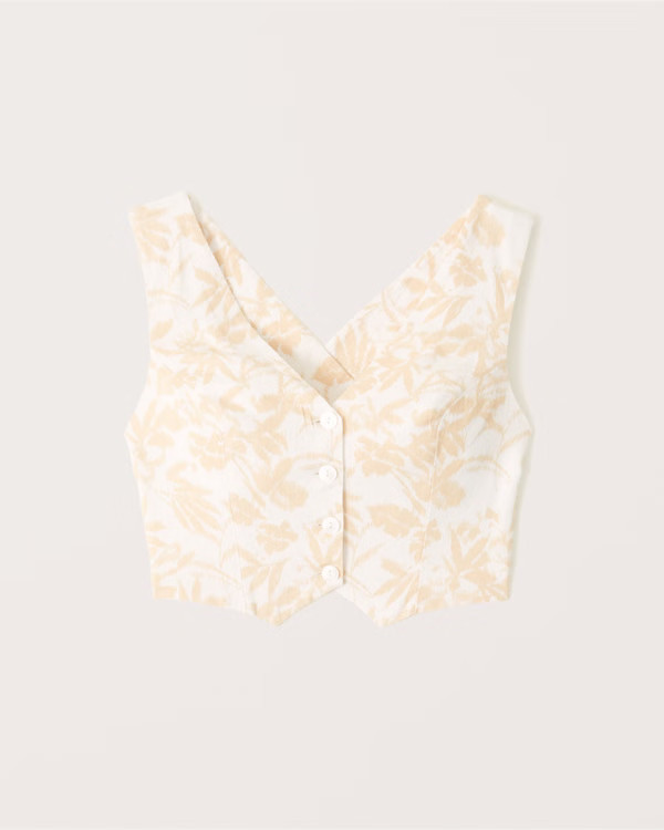 Linen-Blend Vest Set Top | Abercrombie & Fitch (US)