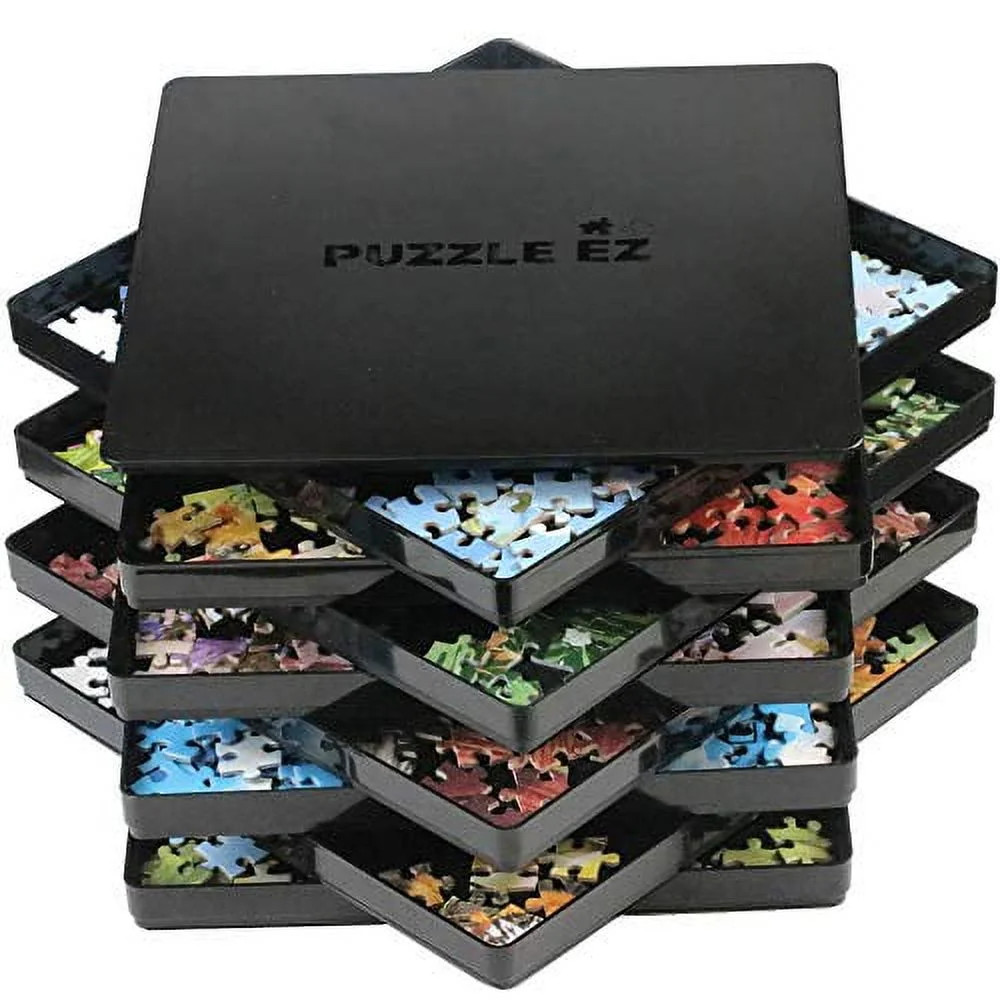 PUZZLE EZ Stackable Puzzle Sorting Trays with Lid, 9" x 9", Organizer for 1000 to 1500 Pieces | Walmart (US)