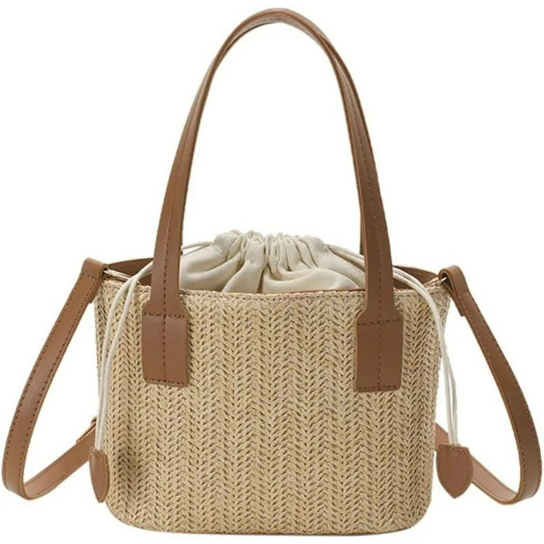 Kukuzhu Straw Tote Bag Purse for Women Retro Woven Bucket Bag Crossbody Bag Summer Straw Bag Smal... | Walmart (US)