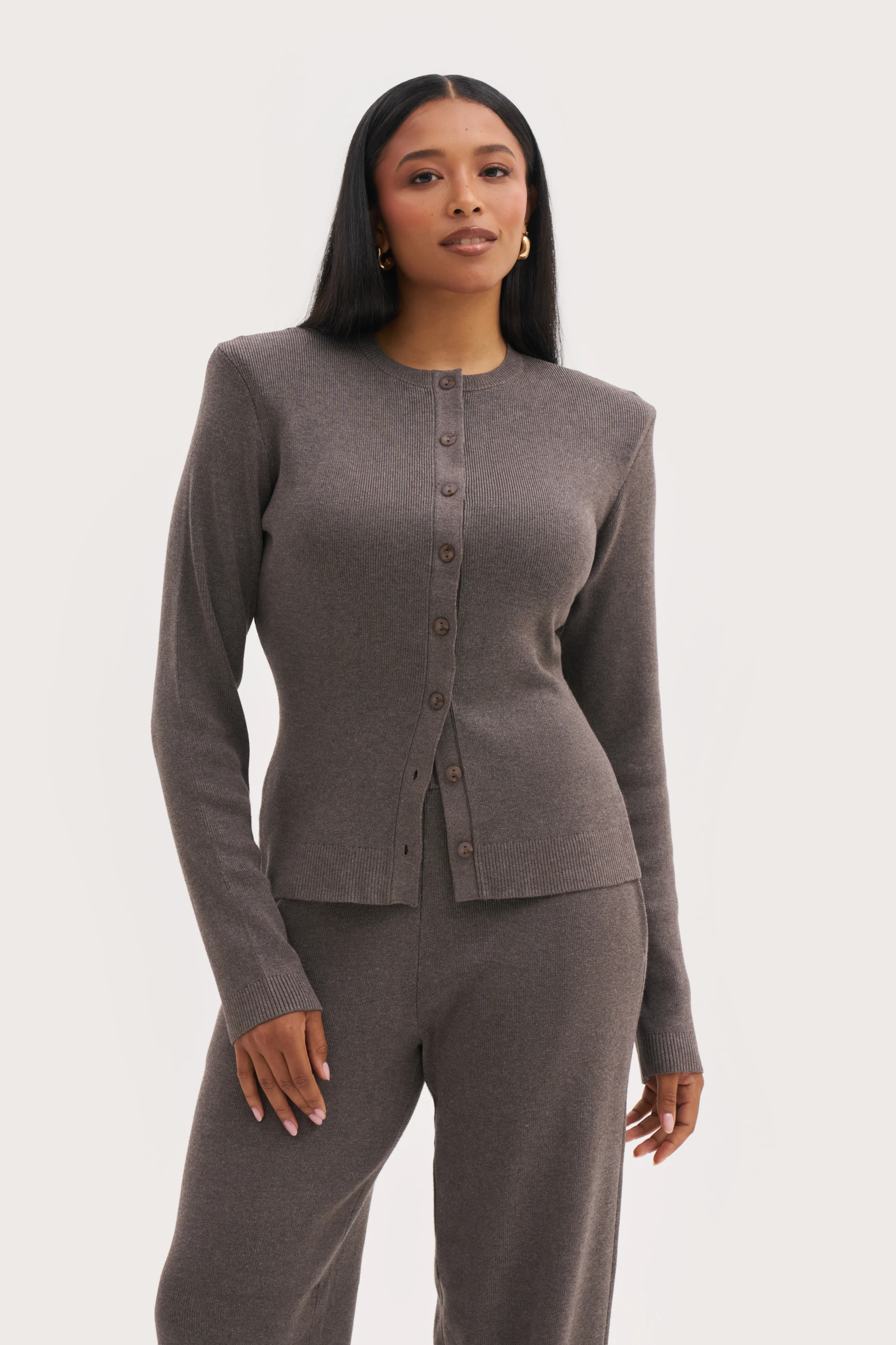 Retreat Ribbed Knit Top - Brown Marl | Maebe