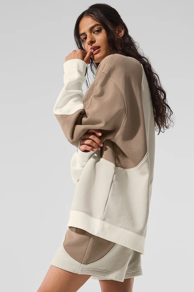 Make Waves Crew Neck Pullover - Ivory/Bone/Gravel | Alo Yoga (US)