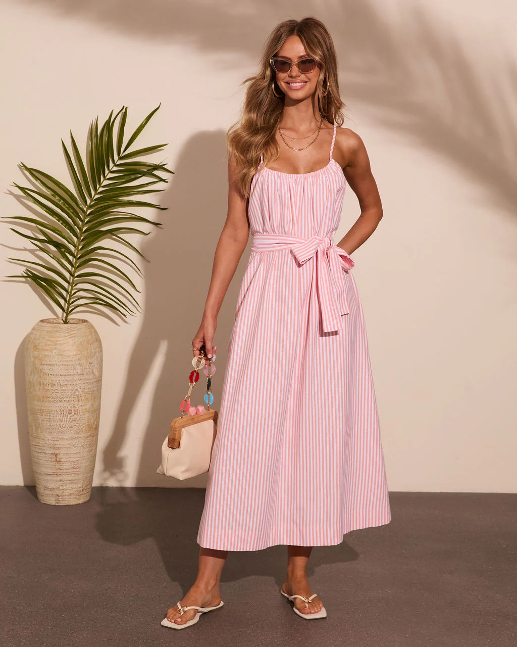 Coastal Daydream Striped Waist Tie Maxi Dress | VICI