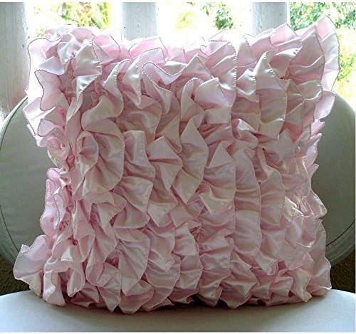 Soft Pink Pillow Cover, Vintage Style Ruffles Shabby Chic Pillow Case, Throw Pillow Cover 20x20 i... | Amazon (US)