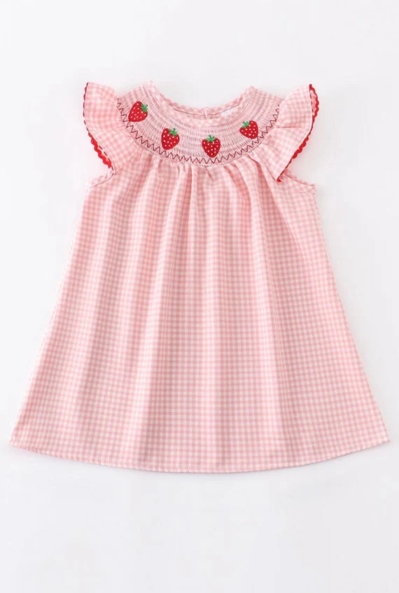 Smocked Strawberry Girls Dress Strawberry Dress Summer Dress | Etsy | Etsy (US)