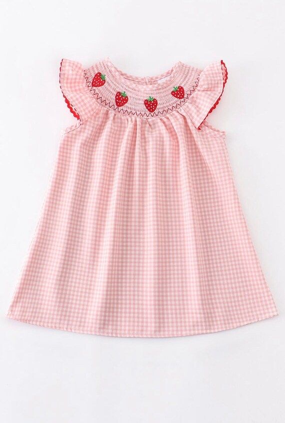 Smocked Strawberry Girls Dress Strawberry Dress Summer Dress | Etsy | Etsy (US)