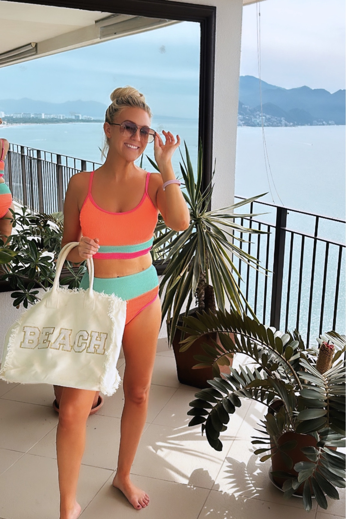 Shades on and ready for the ☀️
This best selling color-block swimsuit comes in lots of color options and is true to size 👙

Swim top: SMALL
Swim bottom: SMALL 
“Beach” bag: ONE SIZE 
Sunnies: ONE SIZE 

#LTKSeasonal #LTKtravel #LTKfindsunder50