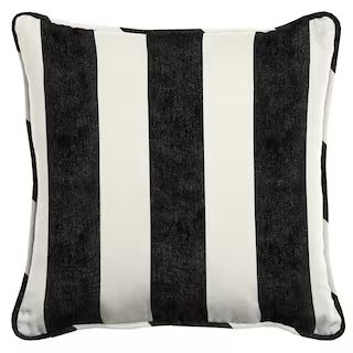 ARDEN SELECTIONS Oasis 20 in. x 20 in. Onyx Black Cabana Outdoor Square Throw Pillow AN02N02B-D9Z... | The Home Depot