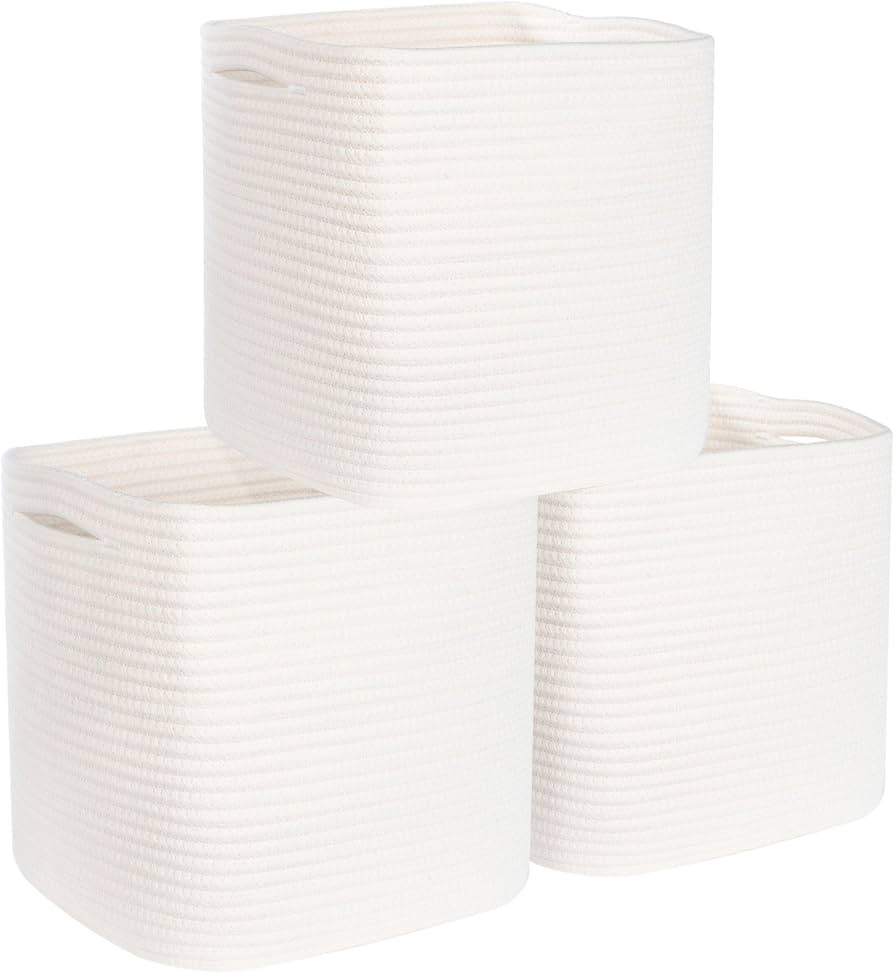 MINTWOOD Design 3-Pack 11x11 Inch Cube Storage Bin, Woven Storage Cube Organizer, Closet Organize... | Amazon (US)