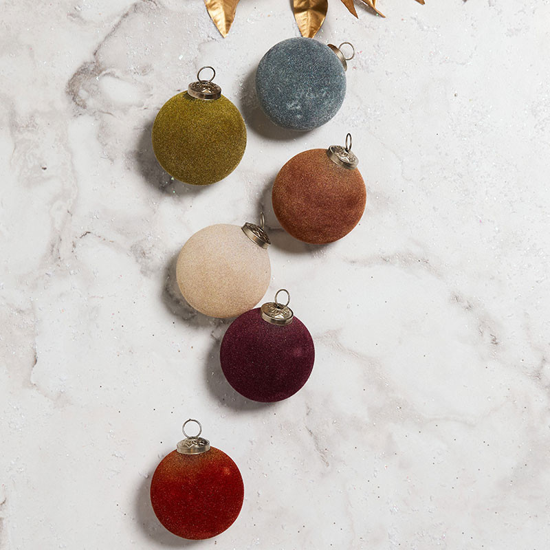 Luxe Velvet Ornaments, Set of 6, Glass | The Company Store | The Company Store