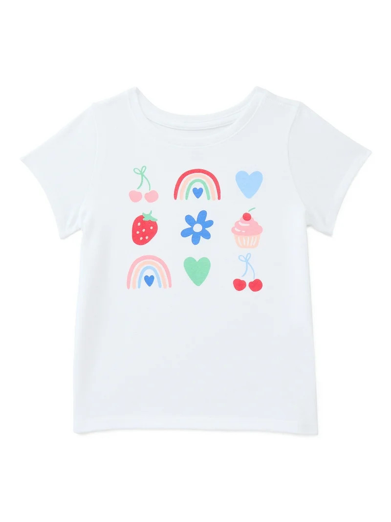Wonder Nation Toddler Girls Tee with Short Sleeves, Sizes 18M-5T | Walmart (US)