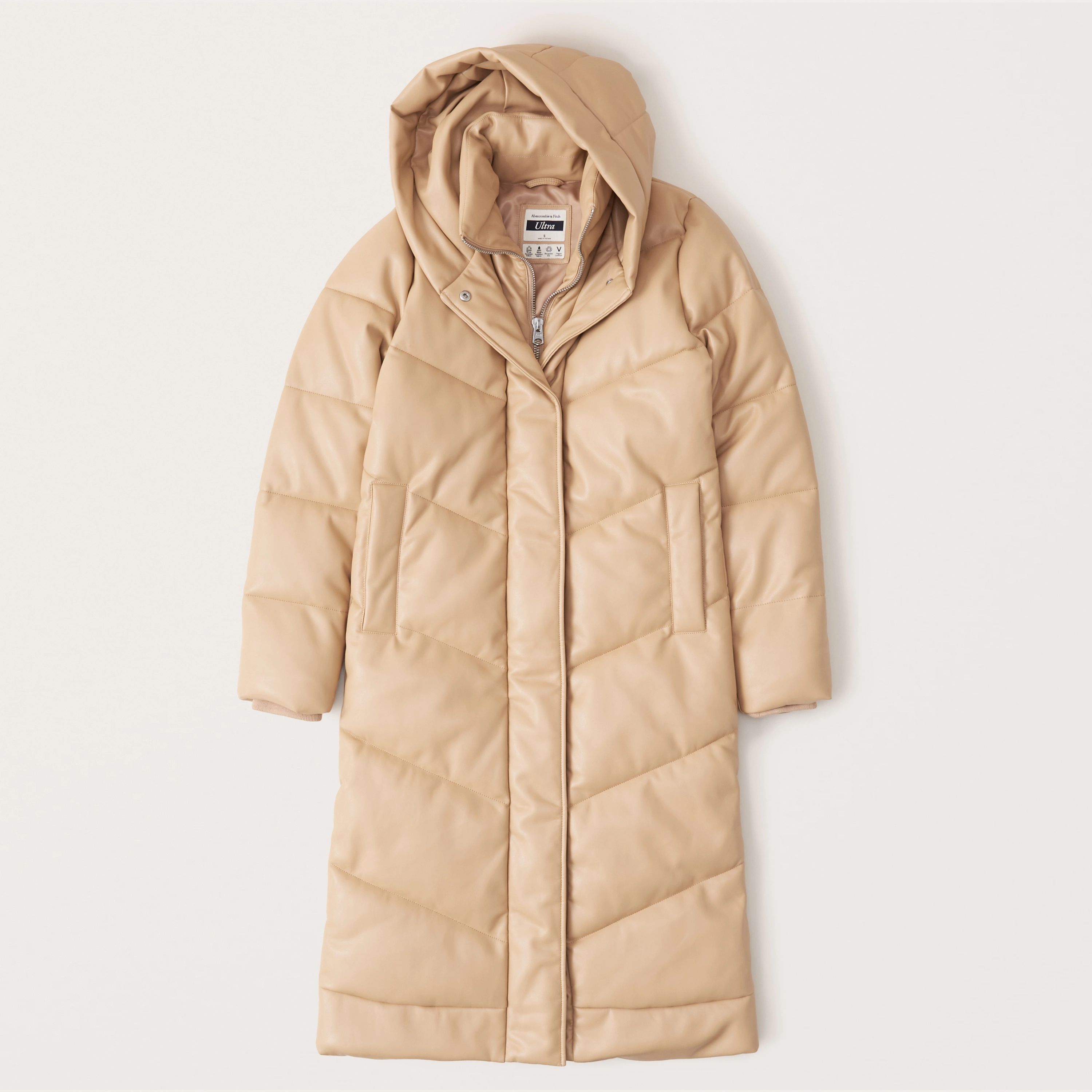 Ultra Long Vegan Leather Puffer | Abercrombie & Fitch (US)