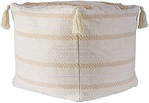 MOCOFO Boho Ottoman Square Footstool Unstuffed Tufted with Tassels Pouf Covers Woven Storage Seat... | Amazon (US)