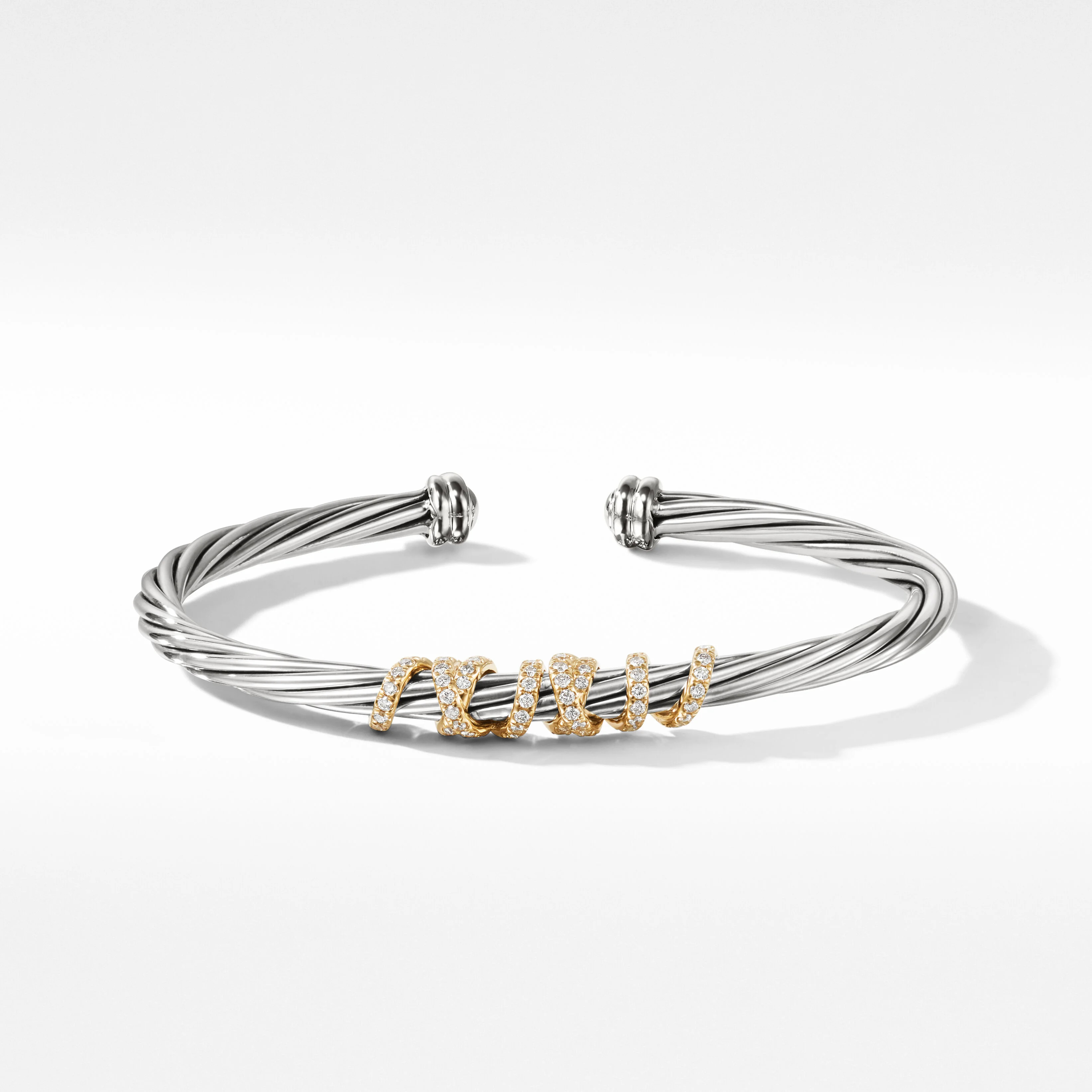 Helena Center Station Bracelet in Sterling Silver with 18K Yellow Gold and Pavé Diamonds | David Yurman