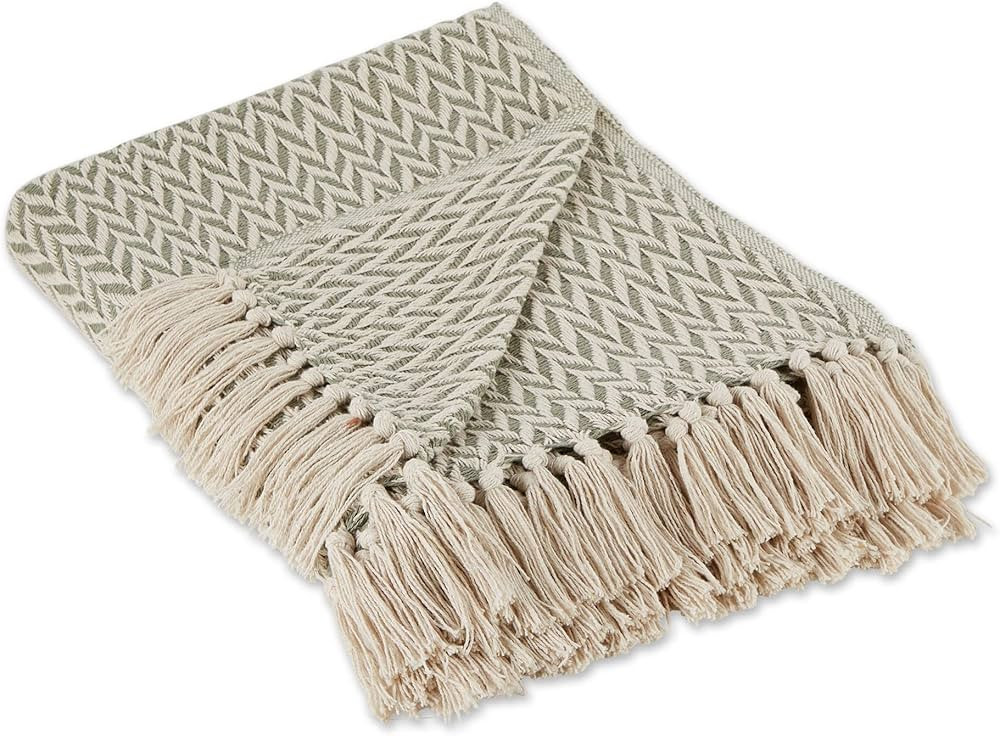 DII Zig Zag Throw Collection Modern Woven Cotton, 50x60, Artichoke Green | Amazon (US)