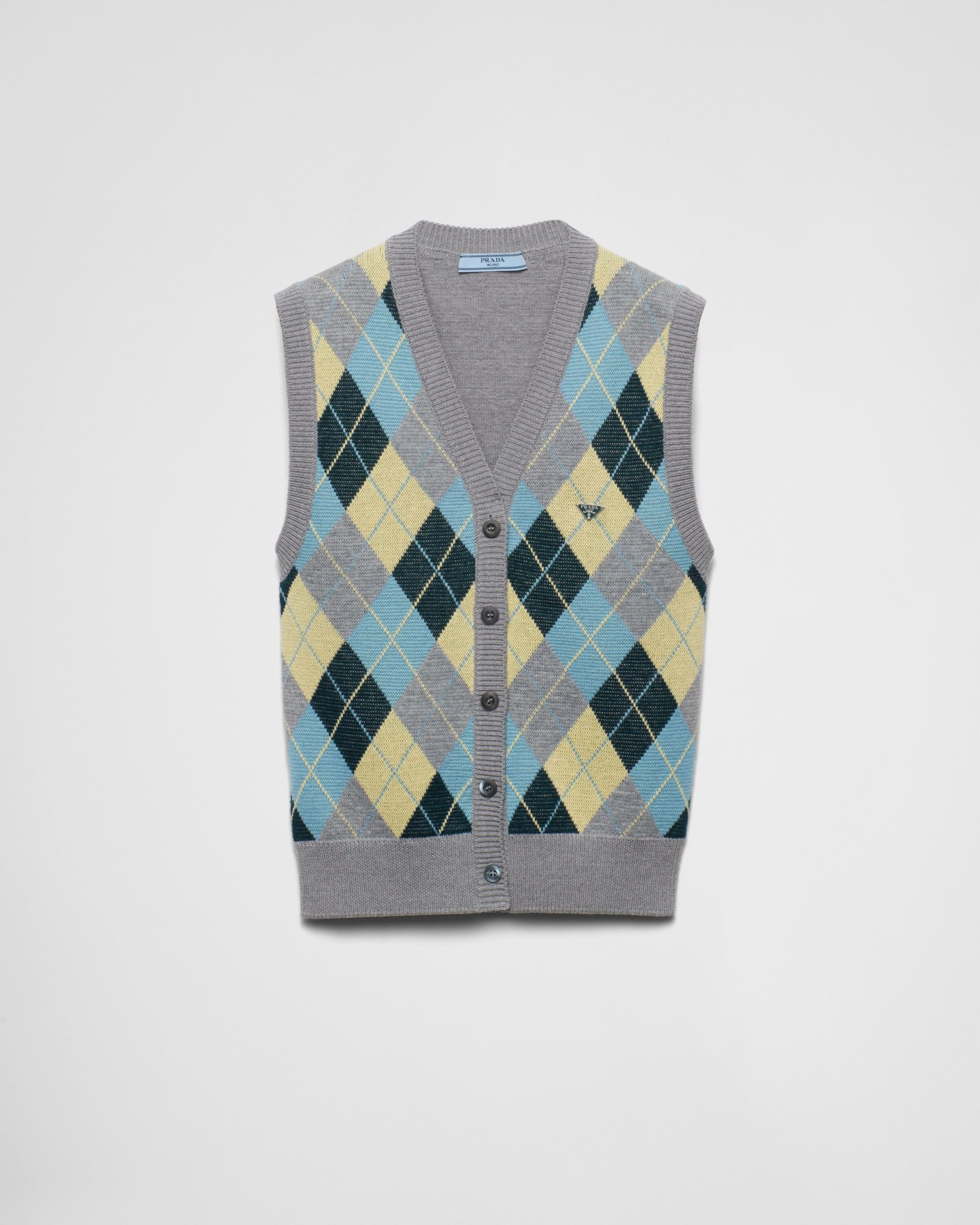 Wool vest with an Argyle pattern | Prada US