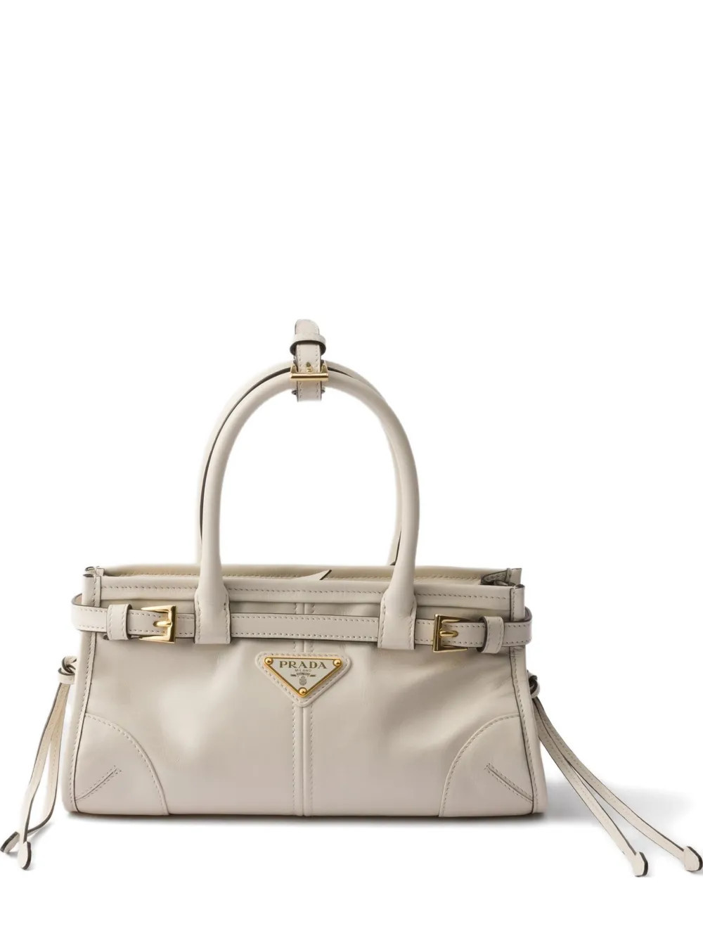 Prada mini Bonnie leather tote bag - Neutrals | Farfetch Global