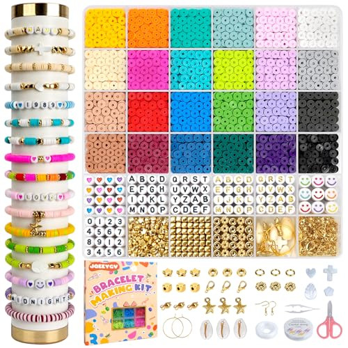 JQEEYGV 5500pcs Clay Beads Bracelet Making Kit 24 Colors Friendship Bracelet kit with Letter Beads DIY Arts and Crafts for Jewelry Set Beginners Gifts for Girls Ages 6-12 | Amazon (US)