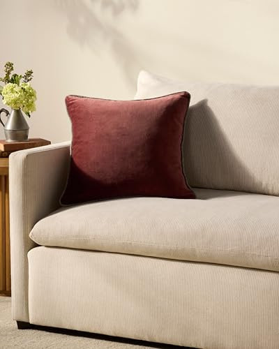 Loloi Chris Loves Julia Liza Collection PCJ0020 Wine 18'' x 18'' Cover w/Down Pillow | Amazon (US)