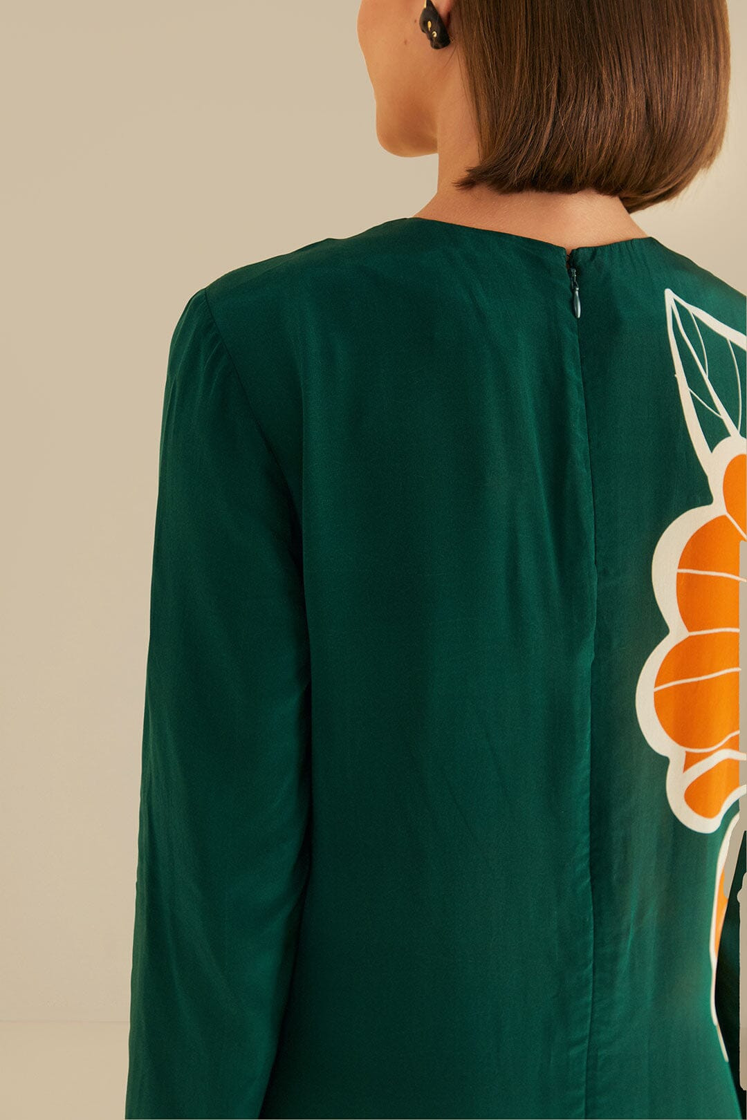 Green Honolulu Flowers Long Sleeve Maxi Dress | FarmRio (US)