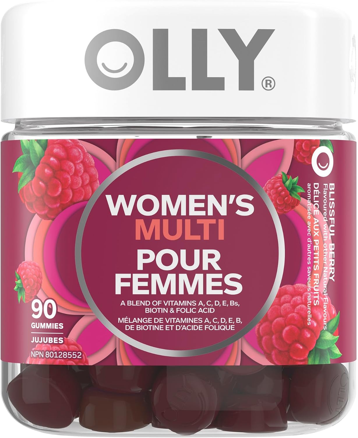 OLLY Women's Multi Gummy Supplement with no artificial flavours and colours Blissful Berry multivitamin to help support women's health 45 day supply, 90 gummies | Amazon (CA)
