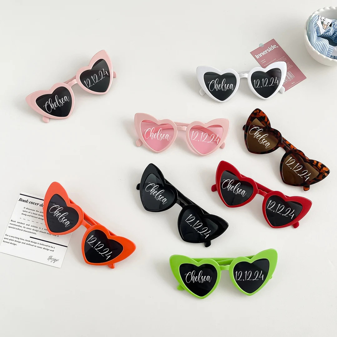 Bachelorette Party Favors/ Wedding Favors/ Heart Sunglasses/ Bridal Shower/ Bride Sunglasses/bach... | Etsy (US)
