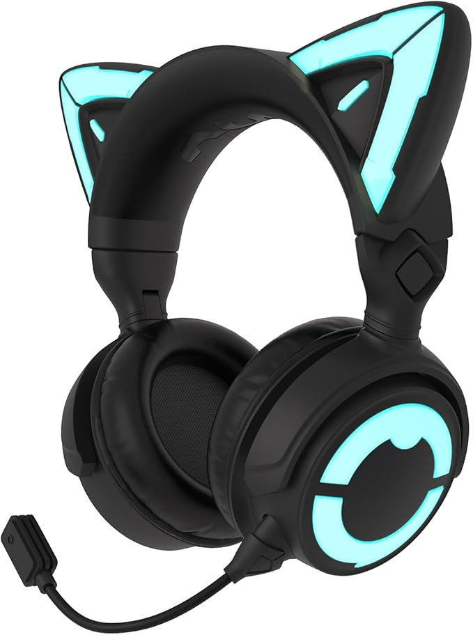 YOWU Cat Ear Headphones 4GS - RGB Gaming Headset with Mic & 2.4G USB/Type C Dongle for PC/PS4/PS5... | Amazon (US)