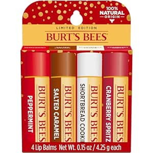 Burt's Bees Christmas Gifts, 4 Lip Balms Stocking Stuffers Products, Festive Fix Set - Peppermint... | Amazon (US)