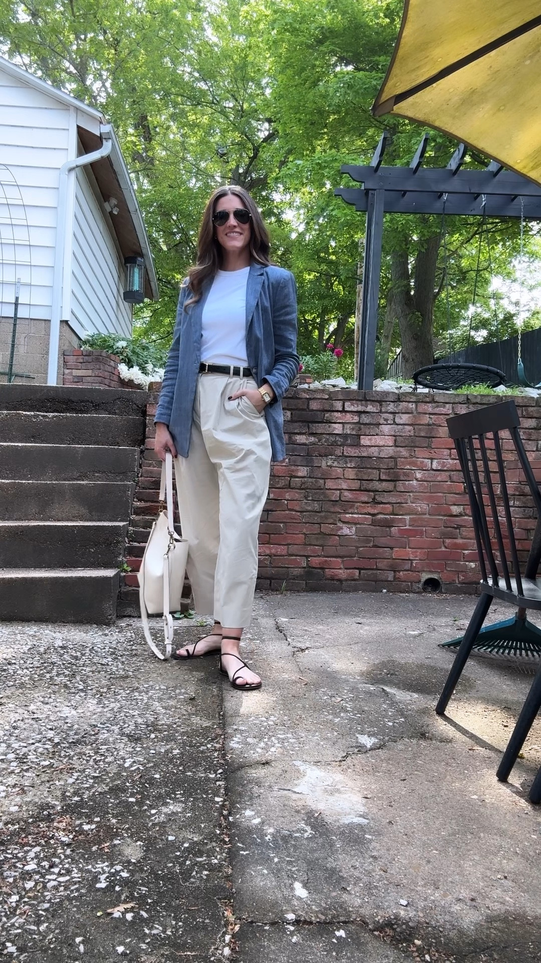 Welcome to my back yard ✌️. An easy spring work look that I’m fairly certain I copied straight from the product photo for these trousers 🤷🏻‍♀️

#LTKworkwear #LTKSeasonal #LTKover40